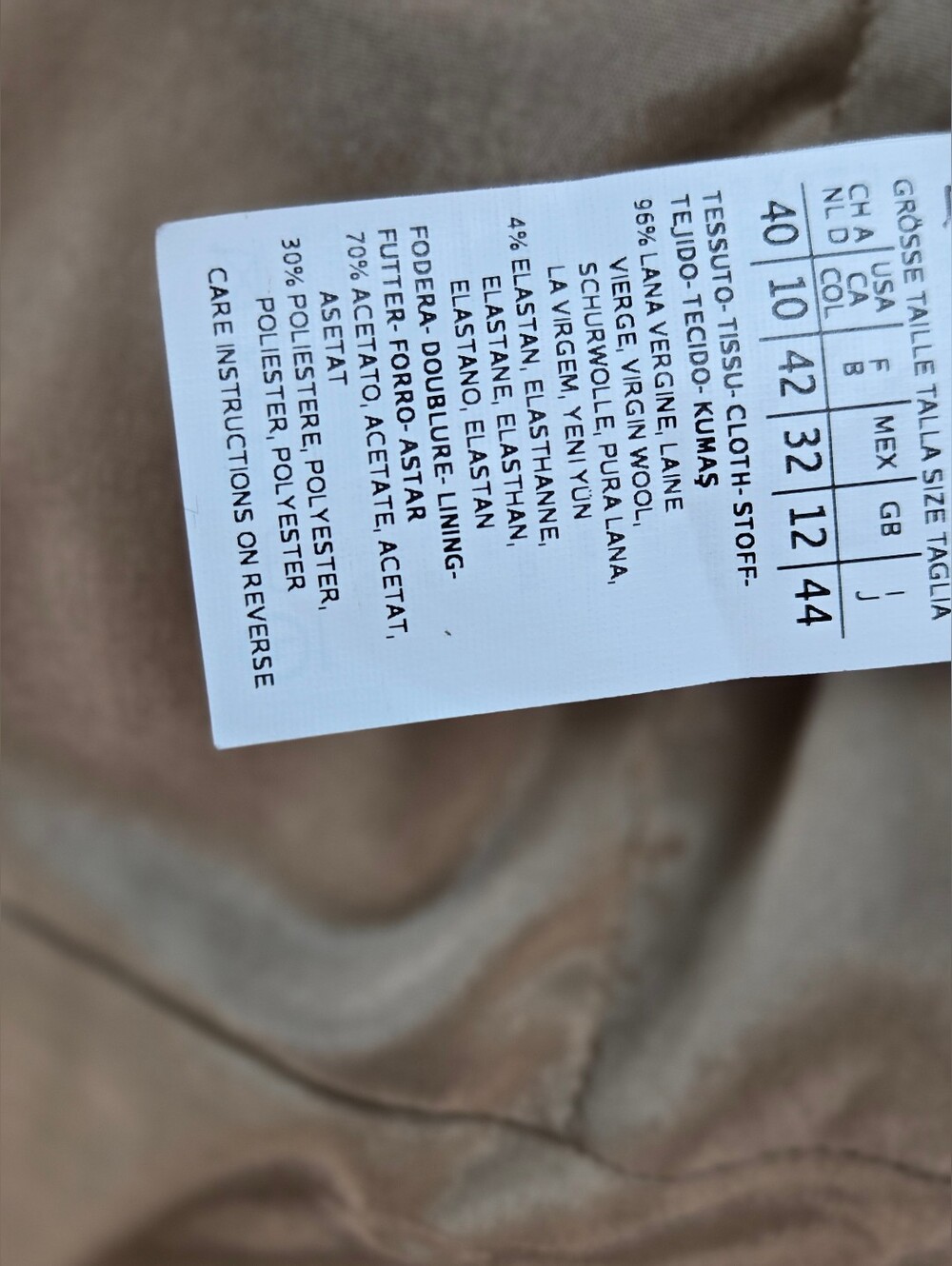 Max Mara Studio Wool Blend Hidden Snap Jacket Blazer Beige Black Size 10 - Picture 13 of 14